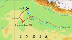 India kaart rondreis Noord India