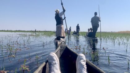 Okavango Delta Botswana mokoro voeten